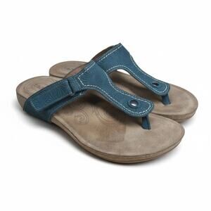 Taos Footwear Teal and Brown Casual Slide Sandals NWT size 10